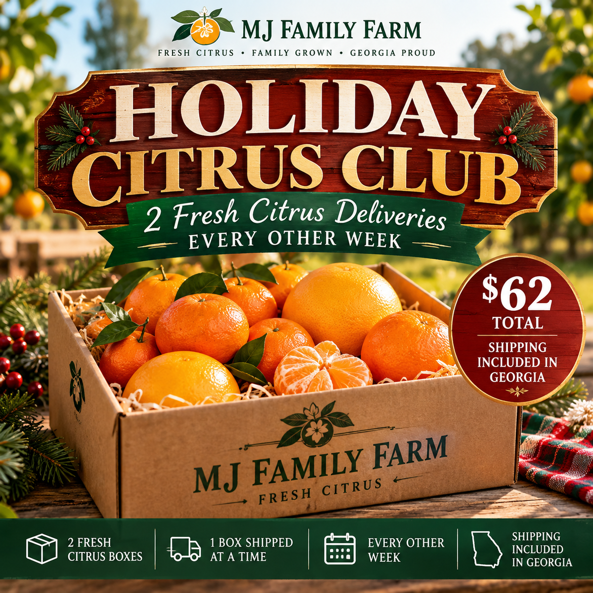 MJ Family Farm Holiday Citrus Club β 2 Seasonal 5 lb Citrus Boxes